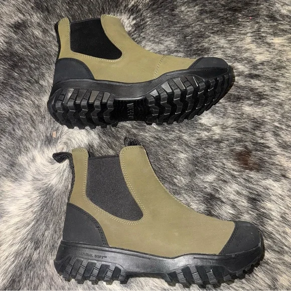 Woden Waterproof Track Boot Magda Rubber Olive Chelsea Size 7.5 Rain Bootie - Picture 4 of 8
